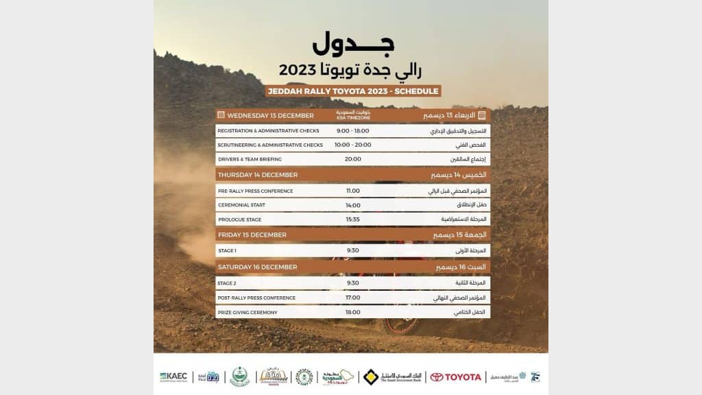 جدول رالي جدة تويوتا 2023