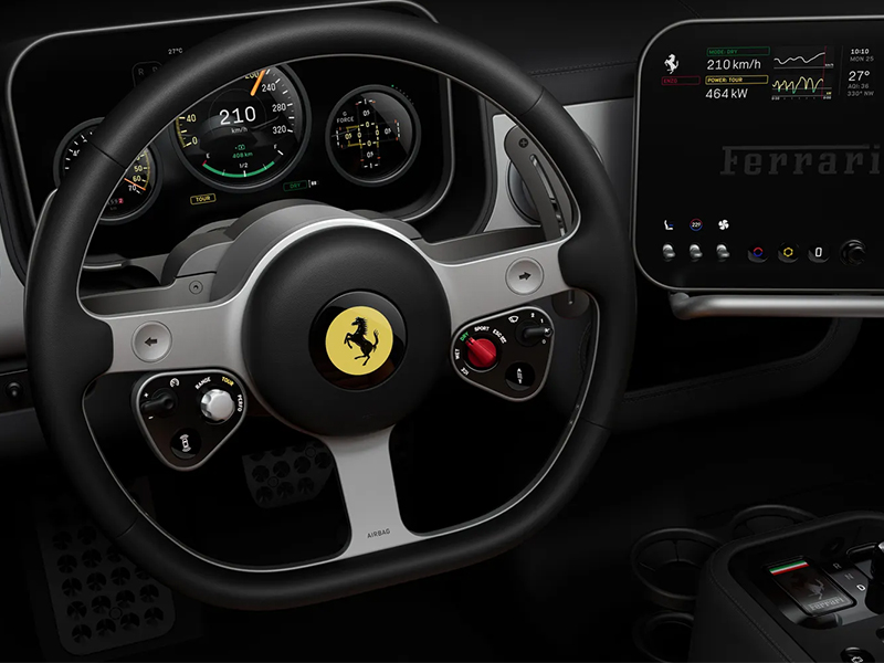 Ferrari Luce الكهربائية أول فيراري كهربائية Ferrari electric car مقصورة Ferrari Luce تصميم جوني آيف فيراري Ferrari electric interior LoveFrom Ferrari Ferrari EV interior واجهة المستخدم فيراري الكهربائية فيراري كهربائية 2026 سيارات فيراري كهربائية مقصورة فيراري المستقبلية تصميم سيارات كهربائية فاخرة سيارات سوبركار كهربائية Ferrari EV interior design سيارات كهربائية عالية الأداء شاشة OLED سيارات سيارات فاخرة كهربائية تصميم HMI سيارات Ferrari Luce EV Ferrari first electric car Jony Ive Ferrari interior Ferrari EV cockpit electric supercar interior Ferrari LoveFrom design OLED car dashboard electric hypercar interior luxury EV interior design Ferrari electric supercar مقصورة Ferrari Luce الكهربائية الجديدة بتصميم جوني آيف وشاشة OLED متطورة ومواد ألمنيوم CNC فاخرة عجلة قيادة Ferrari Luce الكهربائية المصنوعة من ألمنيوم معاد تدويره مع أزرار تحكم في الأداء والمانيتينو لوحة عدادات Ferrari Luce الرقمية بتقنية OLED وتصميم مستوحى من طيران المروحيات الكلاسيكية الشاشة المركزية المتحركة في Ferrari Luce مع واجهة مستخدم LoveFrom وتجربة تفاعلية للسائق والراكب الكونسول الوسطي في Ferrari Luce بزجاج Fusion5 وتقنية ثقوب ليزرية دقيقة مقاومة للبصمات تفاصيل مواد Ferrari Luce الداخلية المصنوعة من ألمنيوم مؤكسد عالي الدقة بدون استخدام البلاستيك